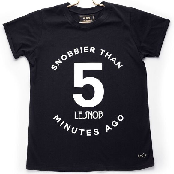 Lesnob Snobbier Than 5 Minutes Ago Black White Tee Nwot - Picture 2 of 6